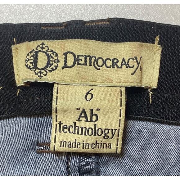 Democracy Ab Technology Crop Jeans Blue Dark Wash Raw Hem Stretch Women Sz 6 - Picture 7 of 12